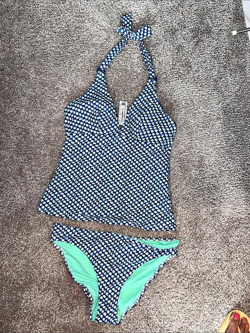Tommy Bahama Geometric Tankini in Blue & Green NWT